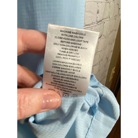 Habit 40+ Men's Solar Factor Short Sleeve Button Up Shirt Size M Light Blue - Picture 8 of 12